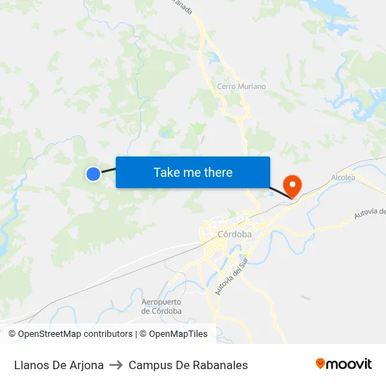 Llanos De Arjona to Campus De Rabanales map