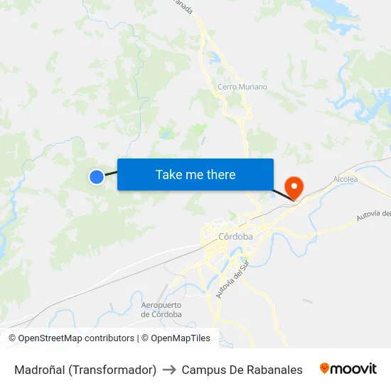 Madroñal (Transformador) to Campus De Rabanales map