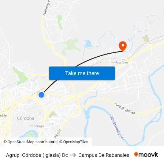 Agrup. Córdoba (Iglesia) Dc to Campus De Rabanales map