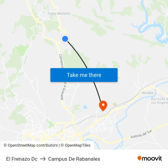 El Frenazo Dc to Campus De Rabanales map