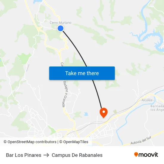 Bar Los Pinares to Campus De Rabanales map