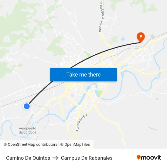Camino De Quintos to Campus De Rabanales map