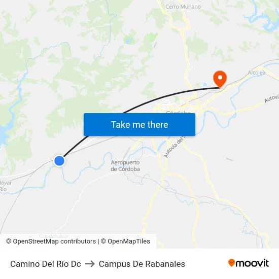 Camino Del Río Dc to Campus De Rabanales map