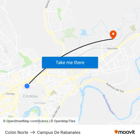 Colón Norte to Campus De Rabanales map