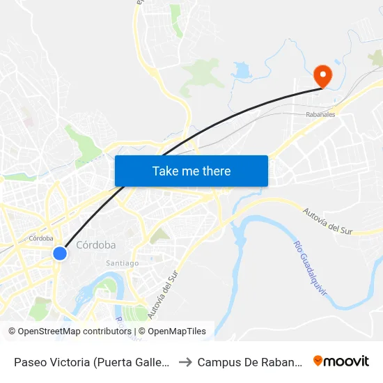 Paseo Victoria (Puerta Gallegos) to Campus De Rabanales map
