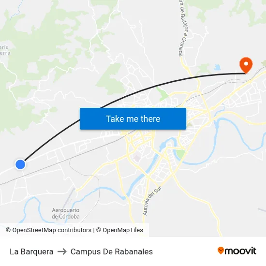 La Barquera to Campus De Rabanales map