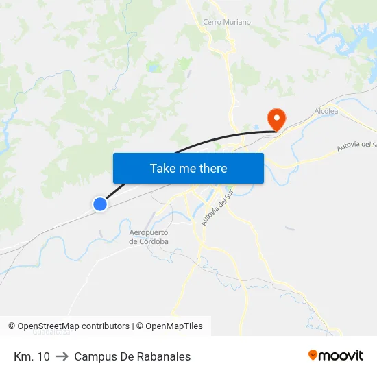Km. 10 to Campus De Rabanales map