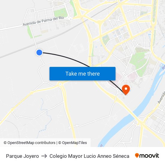 Parque Joyero to Colegio Mayor Lucio Anneo Séneca map