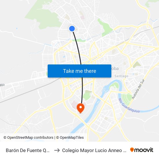 Barón De Fuente Quintos to Colegio Mayor Lucio Anneo Séneca map