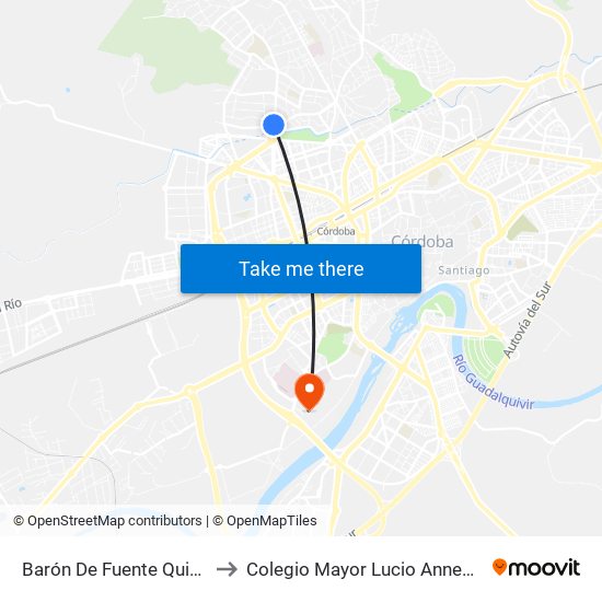 Barón De Fuente Quintos 2ª to Colegio Mayor Lucio Anneo Séneca map