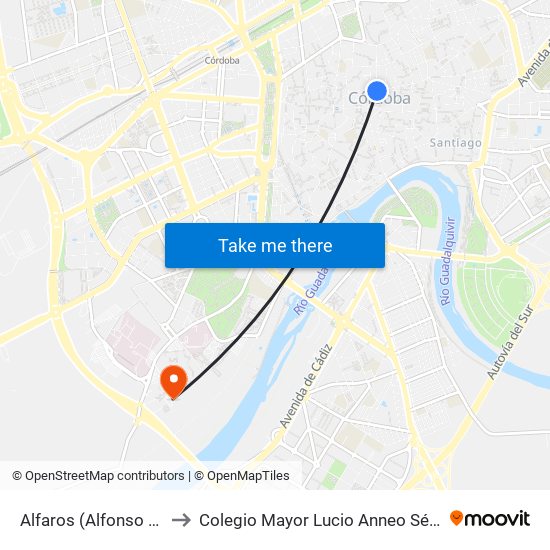 Alfaros (Alfonso Xiii) to Colegio Mayor Lucio Anneo Séneca map