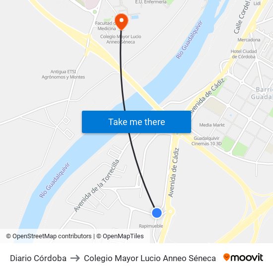 Diario Córdoba to Colegio Mayor Lucio Anneo Séneca map
