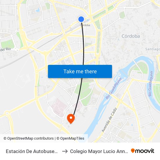 Estación De Autobuses Córdoba to Colegio Mayor Lucio Anneo Séneca map