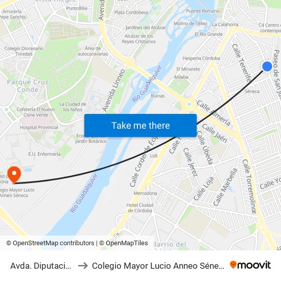 Avda. Diputación to Colegio Mayor Lucio Anneo Séneca map