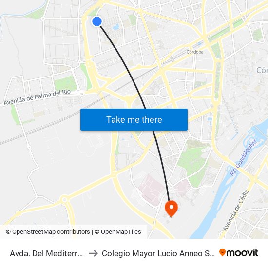 Avda. Del Mediterráneo to Colegio Mayor Lucio Anneo Séneca map