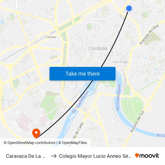 Caravaca De La Cruz to Colegio Mayor Lucio Anneo Séneca map