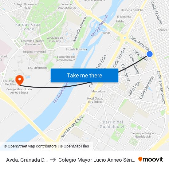 Avda. Granada D.C. to Colegio Mayor Lucio Anneo Séneca map