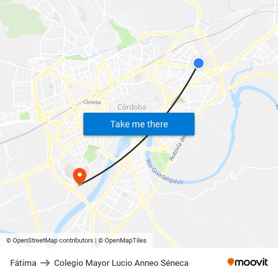 Fátima to Colegio Mayor Lucio Anneo Séneca map