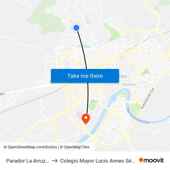 Parador La Arruzafa to Colegio Mayor Lucio Anneo Séneca map