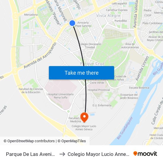 Parque De Las Avenidas D.C. to Colegio Mayor Lucio Anneo Séneca map
