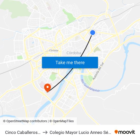 Cinco Caballeros 1ª to Colegio Mayor Lucio Anneo Séneca map
