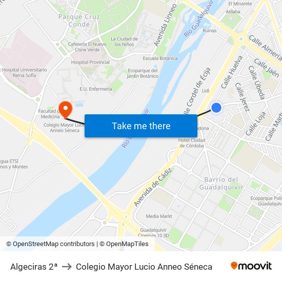 Algeciras 2ª to Colegio Mayor Lucio Anneo Séneca map