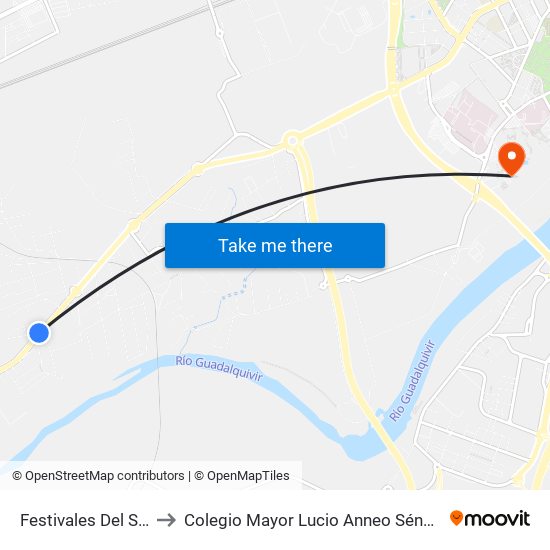 Festivales Del Sur to Colegio Mayor Lucio Anneo Séneca map