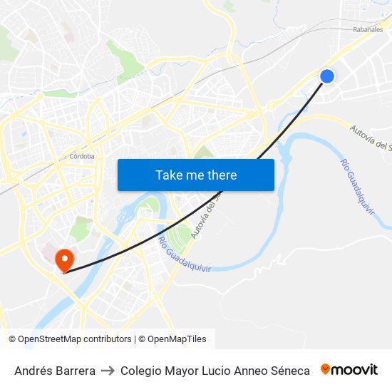 Andrés Barrera to Colegio Mayor Lucio Anneo Séneca map