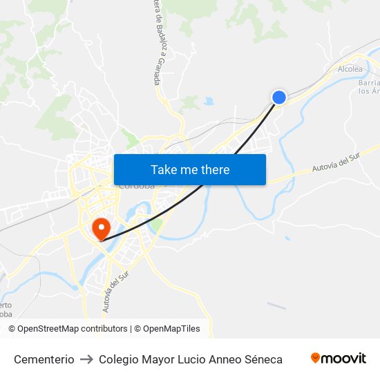 Cementerio to Colegio Mayor Lucio Anneo Séneca map