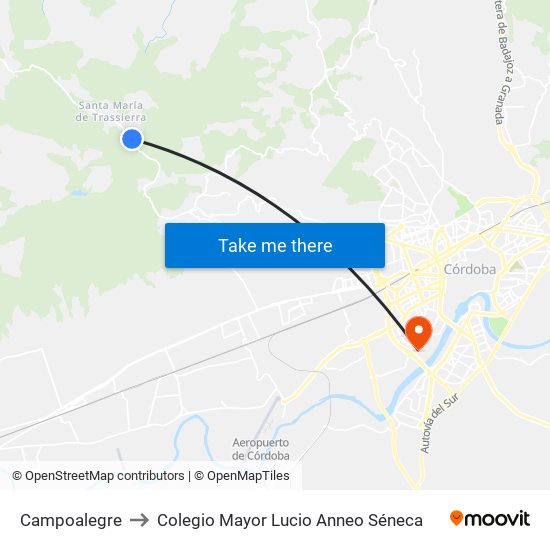 Campoalegre to Colegio Mayor Lucio Anneo Séneca map