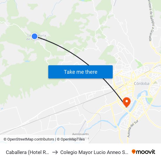 Caballera (Hotel Rural) to Colegio Mayor Lucio Anneo Séneca map