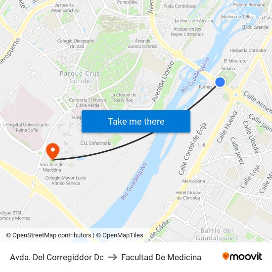 Avda. Del Corregiddor Dc to Facultad De Medicina map