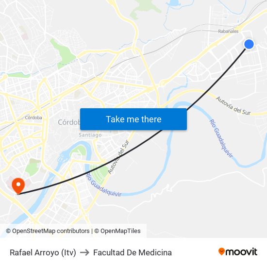 Rafael Arroyo (Itv) to Facultad De Medicina map