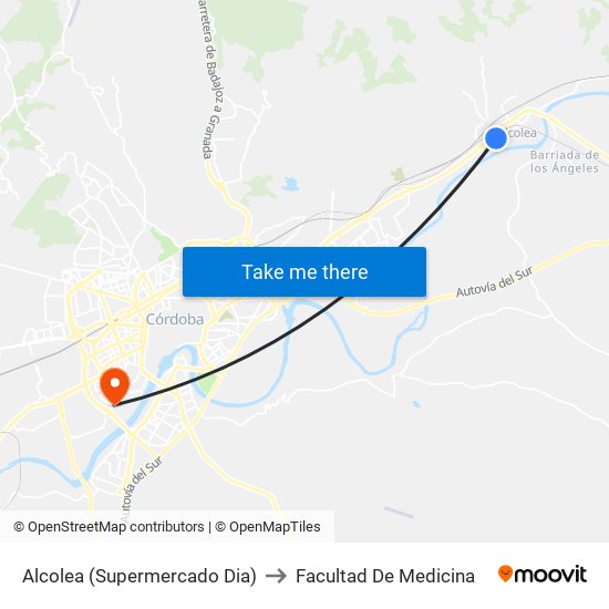 Alcolea (Supermercado Dia) to Facultad De Medicina map
