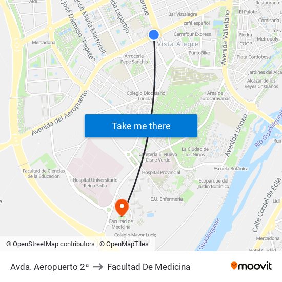 Avda. Aeropuerto 2ª to Facultad De Medicina map