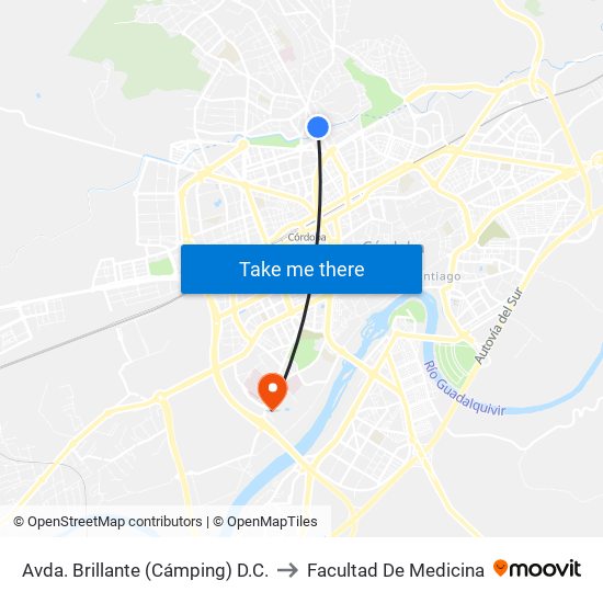 Avda. Brillante (Cámping) D.C. to Facultad De Medicina map