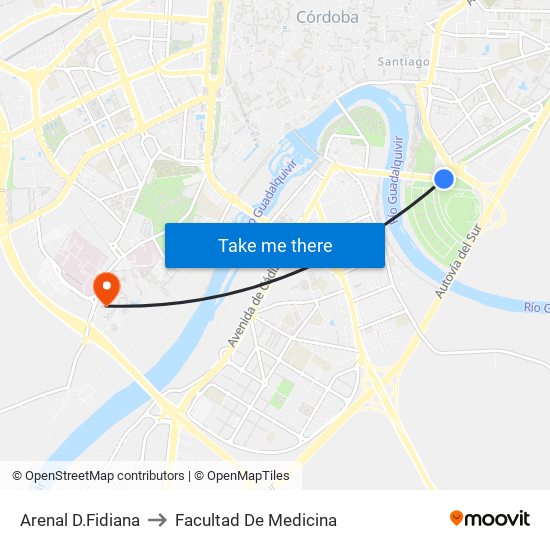 Arenal D.Fidiana to Facultad De Medicina map