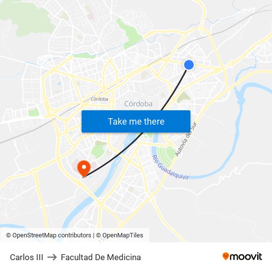Carlos III to Facultad De Medicina map