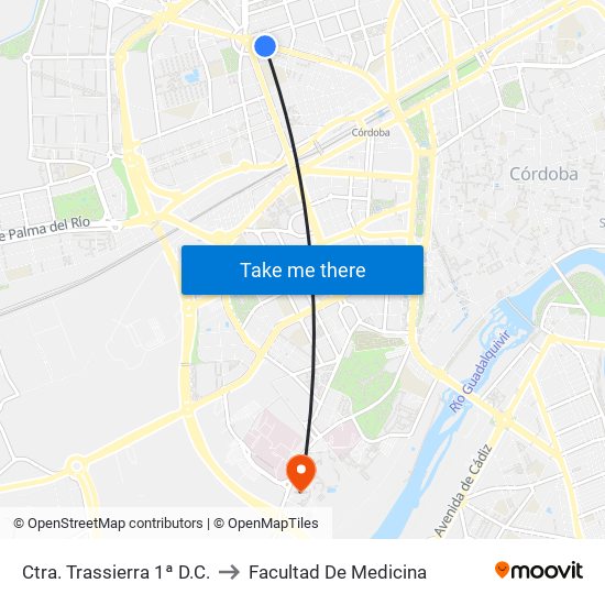 Ctra. Trassierra 1ª  D.C. to Facultad De Medicina map