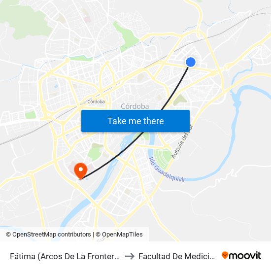 Fátima (Arcos De La Frontera) to Facultad De Medicina map