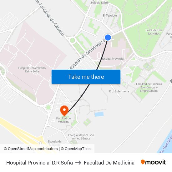 Hospital Provincial D.R.Sofía to Facultad De Medicina map