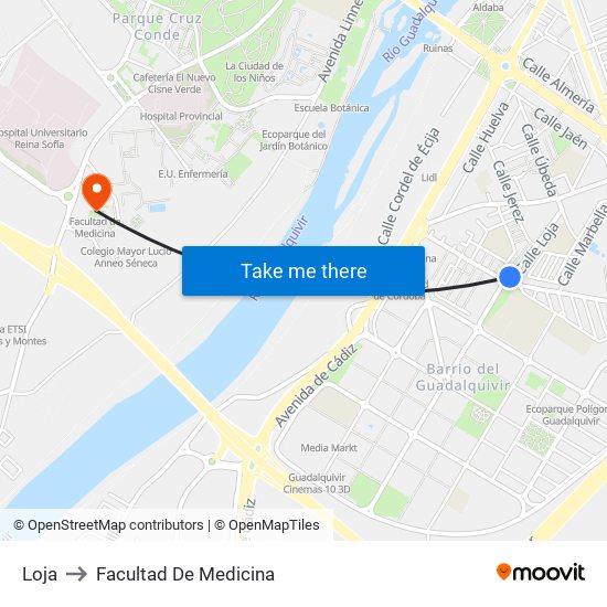 Loja to Facultad De Medicina map