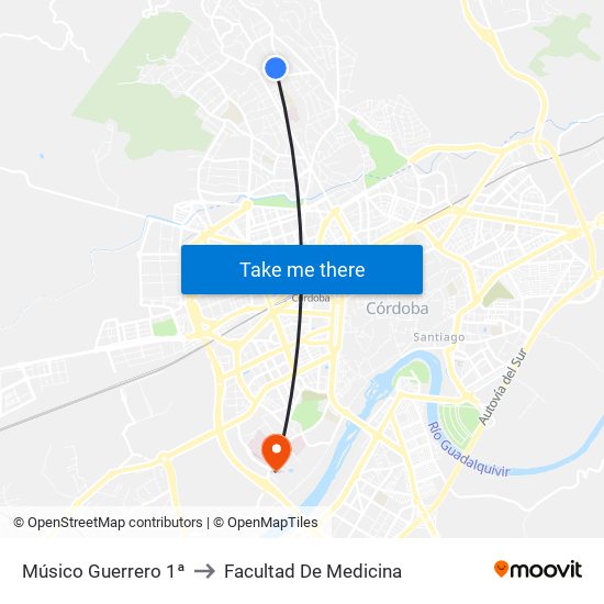 Músico Guerrero 1ª to Facultad De Medicina map