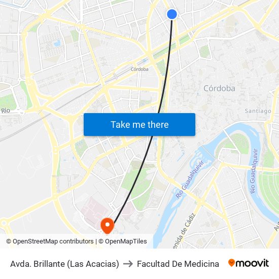 Avda. Brillante (Las Acacias) to Facultad De Medicina map