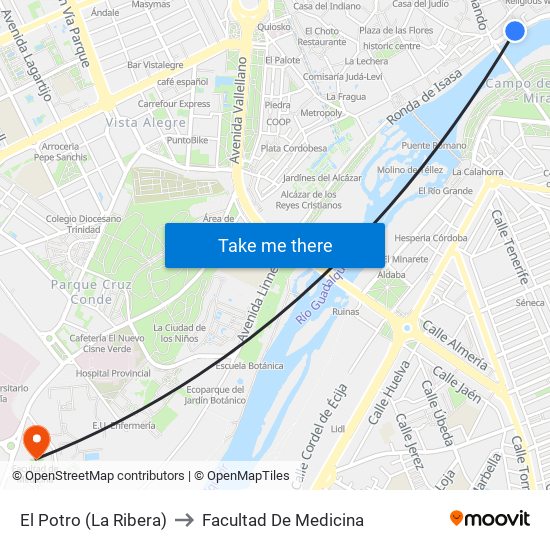 El Potro (La Ribera) to Facultad De Medicina map