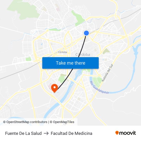 Fuente De La Salud to Facultad De Medicina map