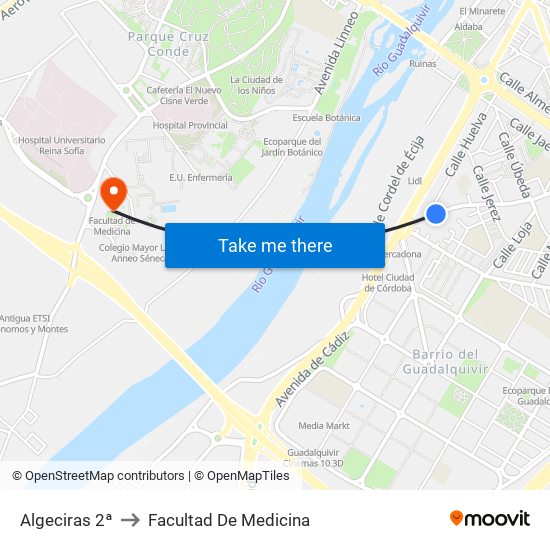 Algeciras 2ª to Facultad De Medicina map