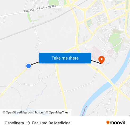 Gasolinera to Facultad De Medicina map