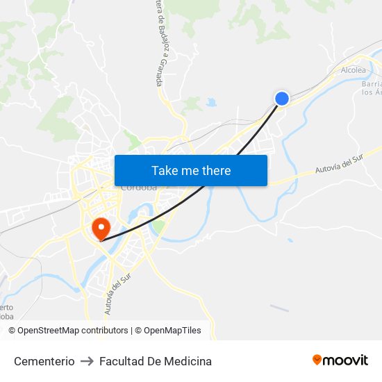 Cementerio to Facultad De Medicina map