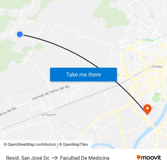 Resid. San José Dc to Facultad De Medicina map